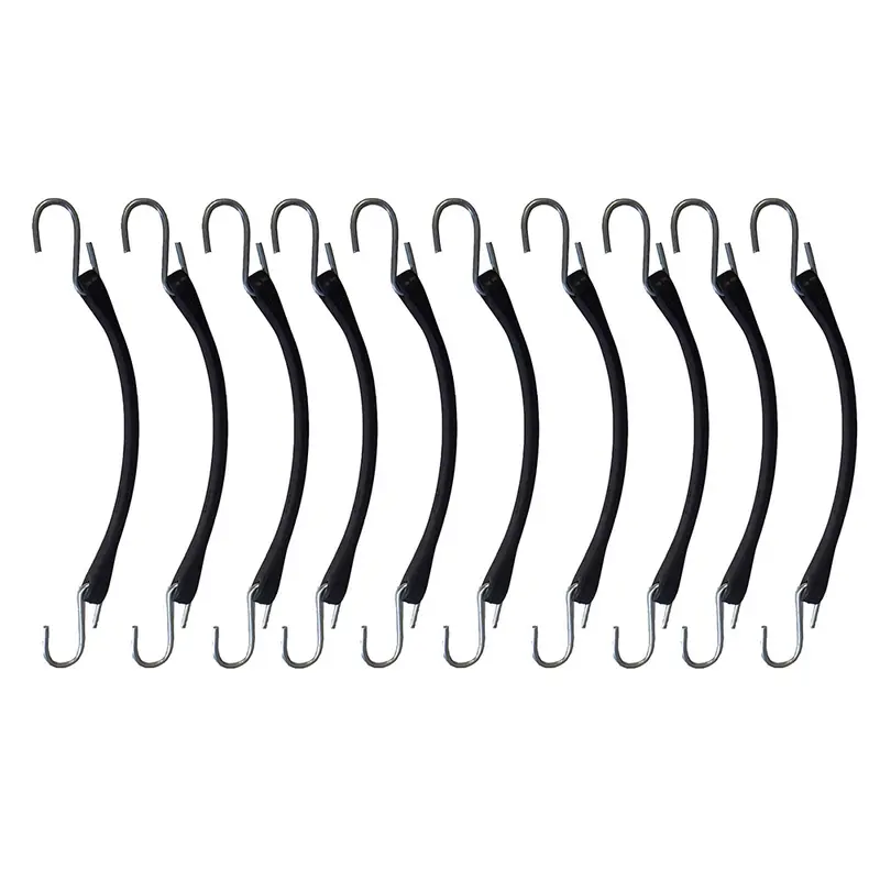 10 Pack 9" Heavy Duty Natural Rubber Tarp Straps Tarp Tie Down Bungee Cords