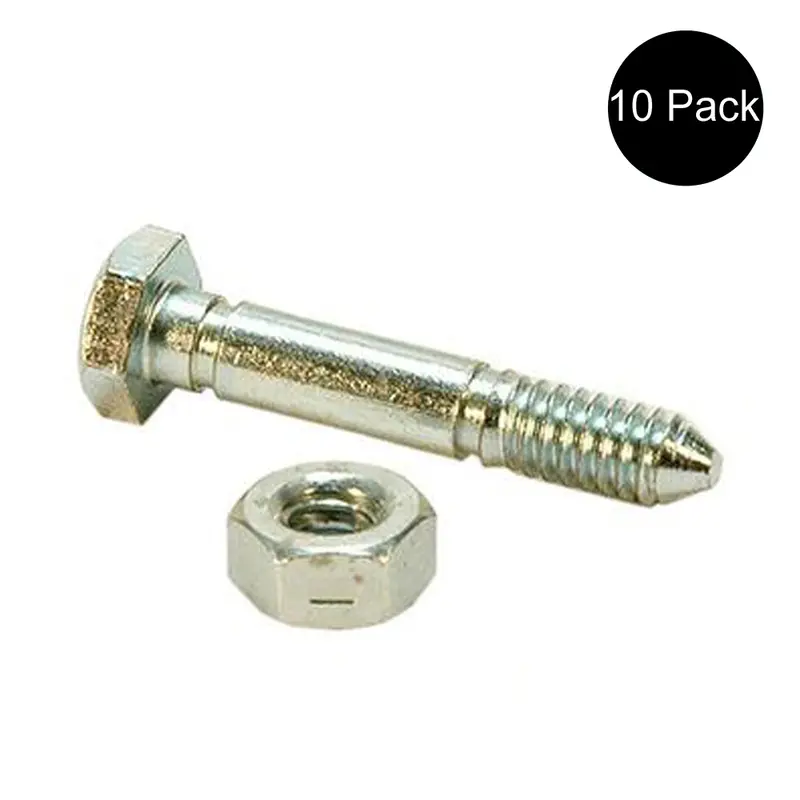 10PK 918 Rotary Shear Pins & Nuts Compatible With Ariens 532005, 53200500