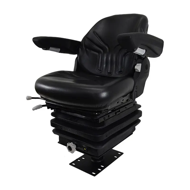 164-1202 Black Vinyl Suspension Seat Assembly w/ Armrests Fits Caterpillar 416D