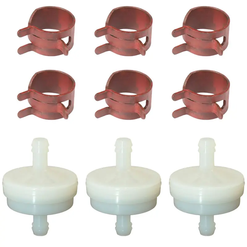 3 Fuel Filters and 6 Hose Clamps Fits Ariens