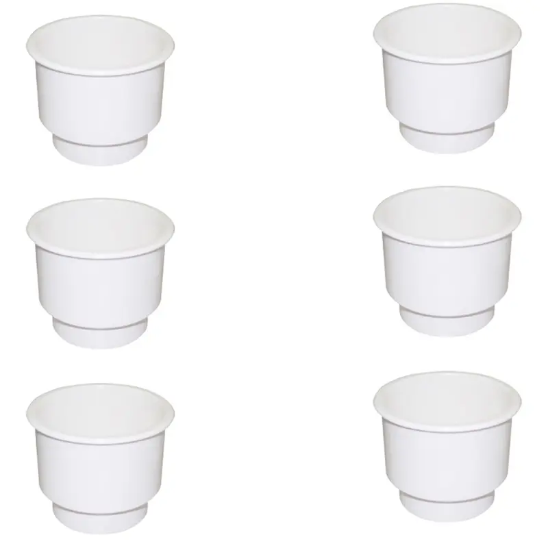 6 Pack Boat Plastic Cup Drink Can Holder with Drain for Marine RV Car Pontoon