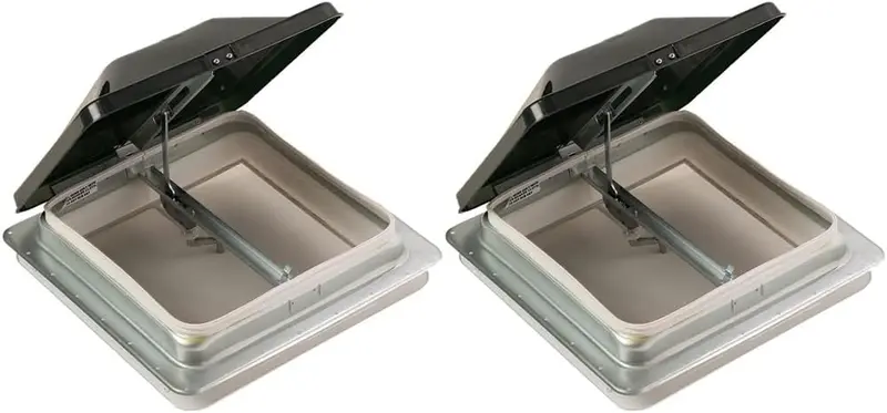 74111A-C1G1 Set of (2) 14" White Roof Vent w/ Smoke Colored Lid