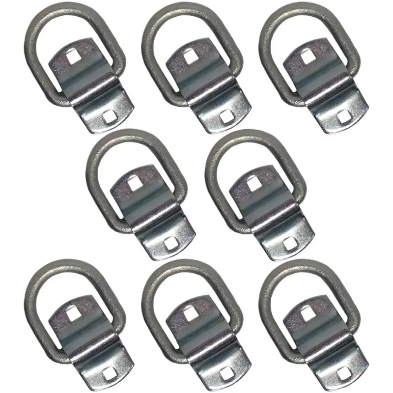 8 Bolt On D Ring 1/2" Flatbed Truck Car Trailer Tie Down Strap Chain Rope Rings