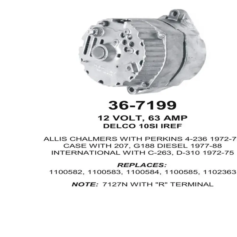 Alternator — " 10SI 12V 72A ""R"" TERM" Fits Oldsmobile Replaces ROM7199N-USA