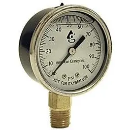 American Granby EIPG1002-4NL 2 in. Pressure Gauge 0-100 PSI, 1/4 in. MNPT