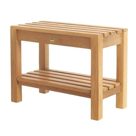 ARB Teak BEN516 Coach 24 in. Teak Shower Bench with Shelf