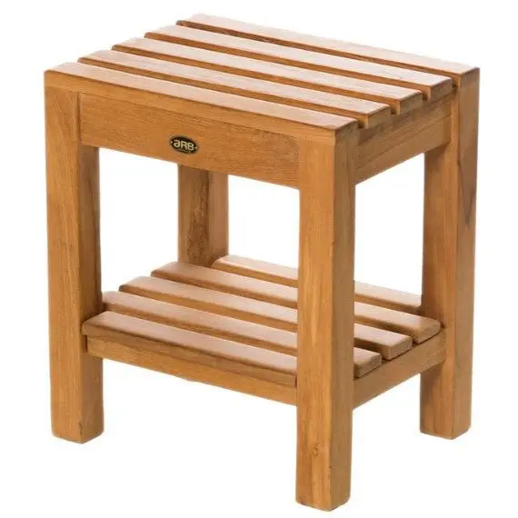 ARB Teak BEN537 Coach 16 in. Teak Shower Bench with Shelf