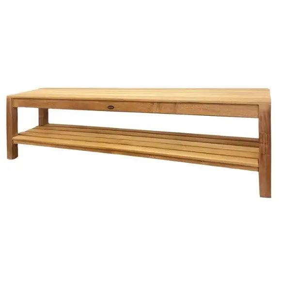 ARB Teak BEN567 Coach 59 in. Teak Shower Bench with Shelf