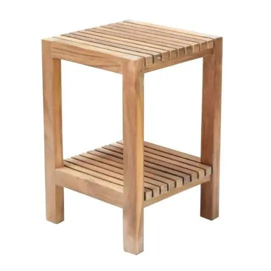 ARB Teak BEN601 Fiji 12 in. Teak Shower Bench with Shelf