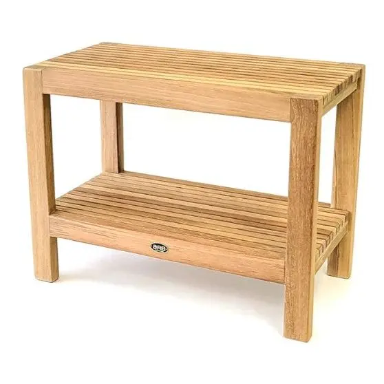 ARB Teak BEN603 Fiji 24 in. Teak Shower Bench with Shelf
