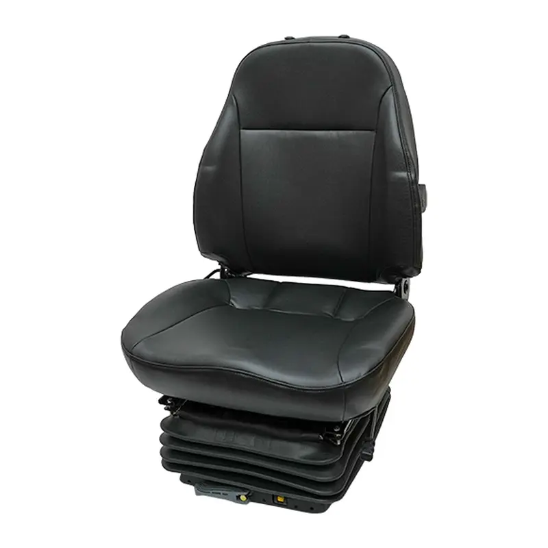 Black Vinyl High Back Mechanical Suspension Seat w/ Rugged Steel Frame for Dozer