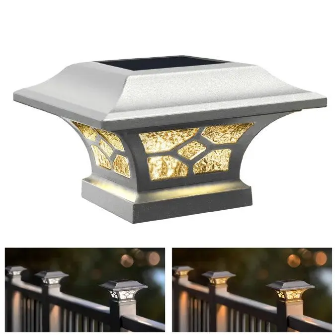 Classy Caps SLZ332W White Kingston Dual-Light Solar Post Cap