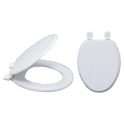 EZ-FLO 65907 Elongated Wood Toilet Seat with Lid, White