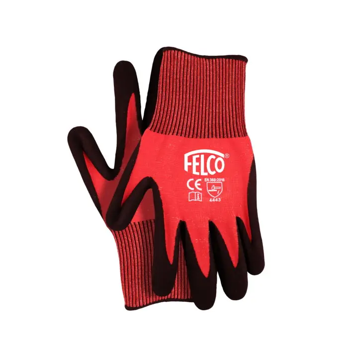 Felco F701M 13-Gauge HPPE Workwear Gloves, Red/Black, Medium