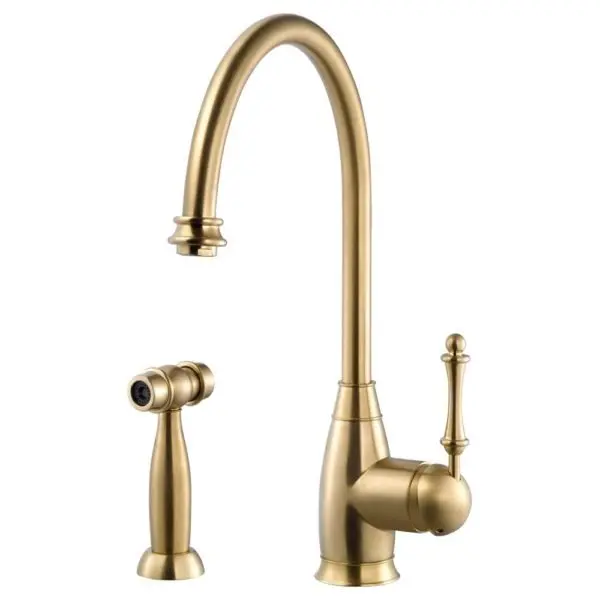 Hamat - EXSH-4000 BB - Traditional Brass Single Lever Faucet with Side Spray, Brushed Brass