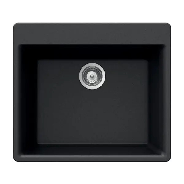 Hamat - SIO-2420ST-BL - Granite Topmount Single Bowl Kitchen Sink, Black