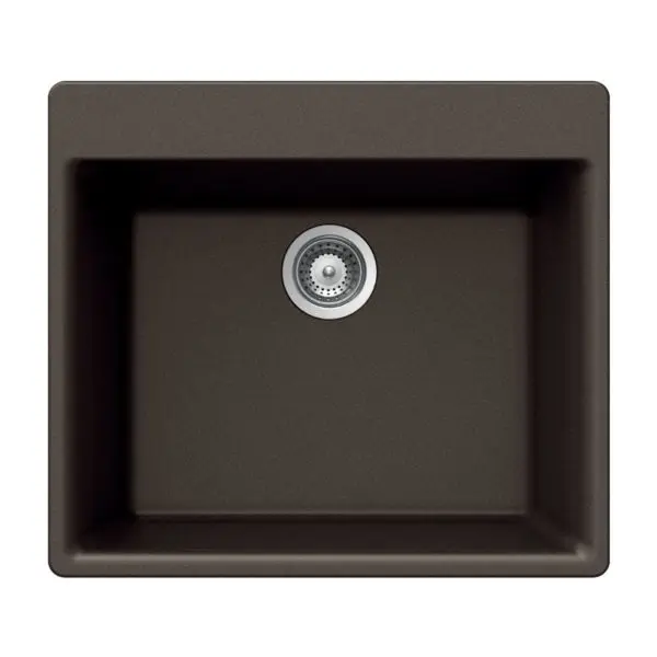 Hamat - SIO-2420ST-MO - Granite Topmount Single Bowl Kitchen Sink, Mocha