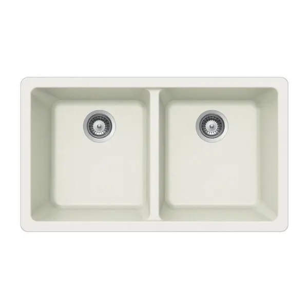 Hamat - SIO-3319DU-TA - Granite Undermount 50/50 Double Bowl Kitchen Sink, Taupe