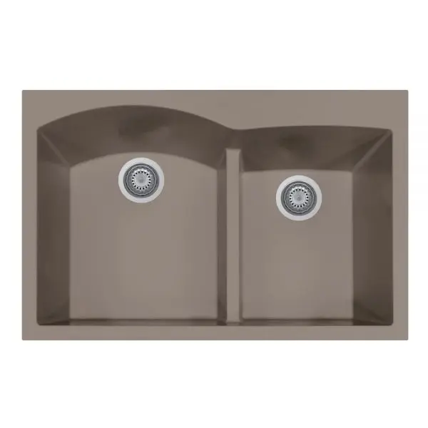 Hamat - SIO-3322DATR-TA - Topmount Double Bowl Granite Kitchen Sink, Taupe