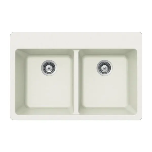 Hamat - SIO-3322DT-TA - Topmount 50/50 Double Bowl Kitchen Sink, Taupe