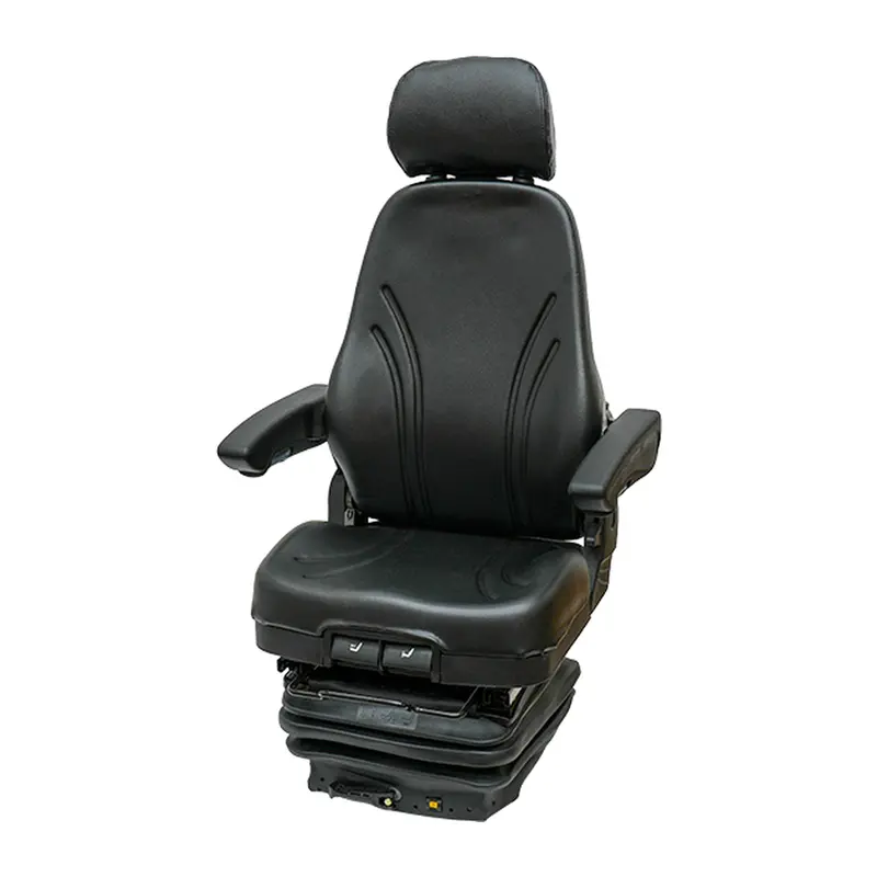 Heavy Duty Mechanical Suspension Black Vinyl Seat with Armrests for Excavators
