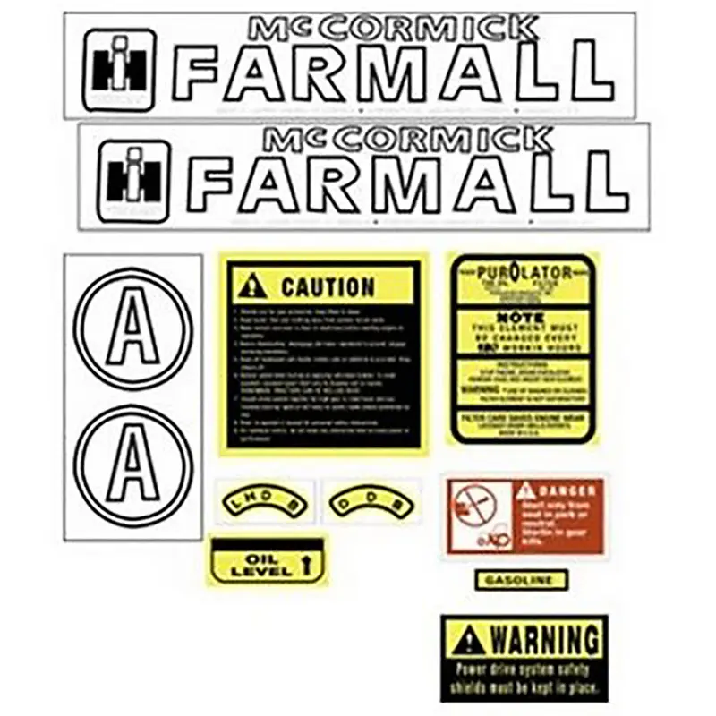 Hood & Safety Decal Set Fits Farmall Replaces FA601SA