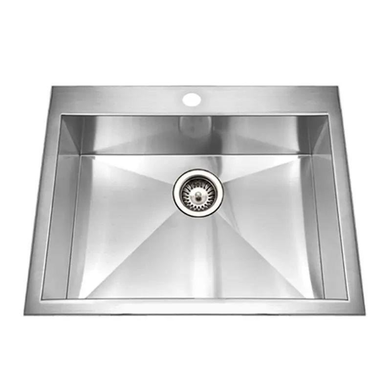 Houzer - BCS-2522 - Bellus Series Zero Radius Topmount Stainless Steel 1-Hole Single Bowl Kitchen Sink