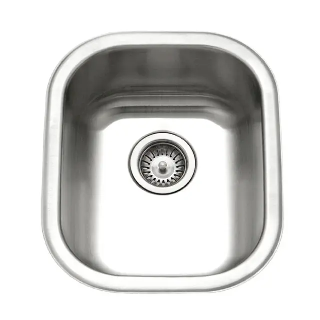 Houzer Club Series 14" Stainless Steel Undermount Medium Bowl Bar/Prep Sink includes Basket Strainer