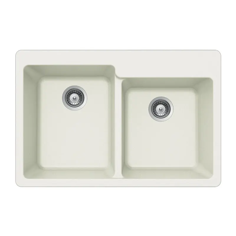 Houzer - M-175 - Quartztone Series Granite Topmount 60/40 Double Bowl Kitchen Sink
