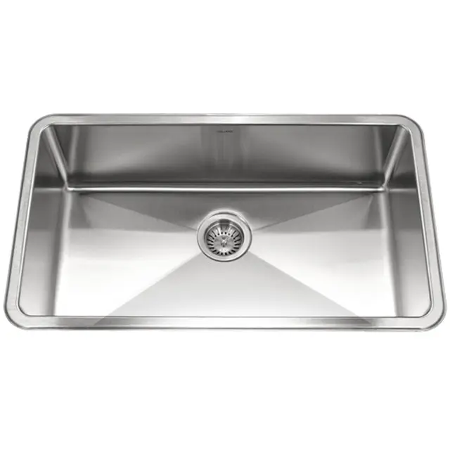 Houzer Nouvelle Series 31" Stainless Steel Undermount Single Bowl Kitchen Sink includes Basket Strainer