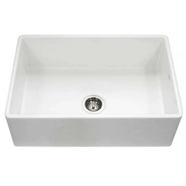 Houzer Platus Series 33" Fireclay Apron-Front Farmhouse Kitchen Sink includes Basket Strainer & Bottom grdi