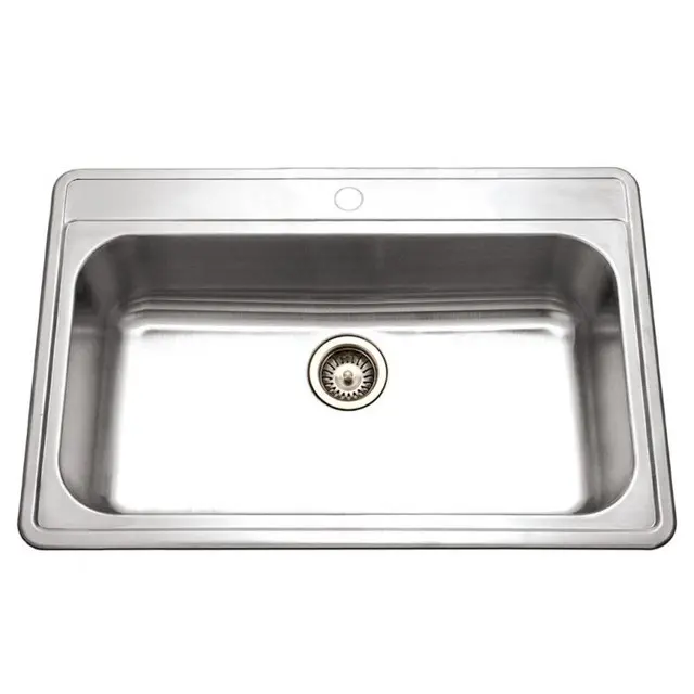 Houzer Premier Series 33" Stainless Steel Drop-in Topmount Single Bowl 1-hole Kitchen Sink