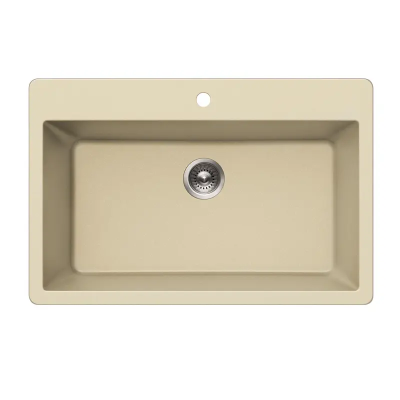 Houzer Quartztone Series 33" Granite Topmount Single Bowl Kitchen Sink, V-300 SAND