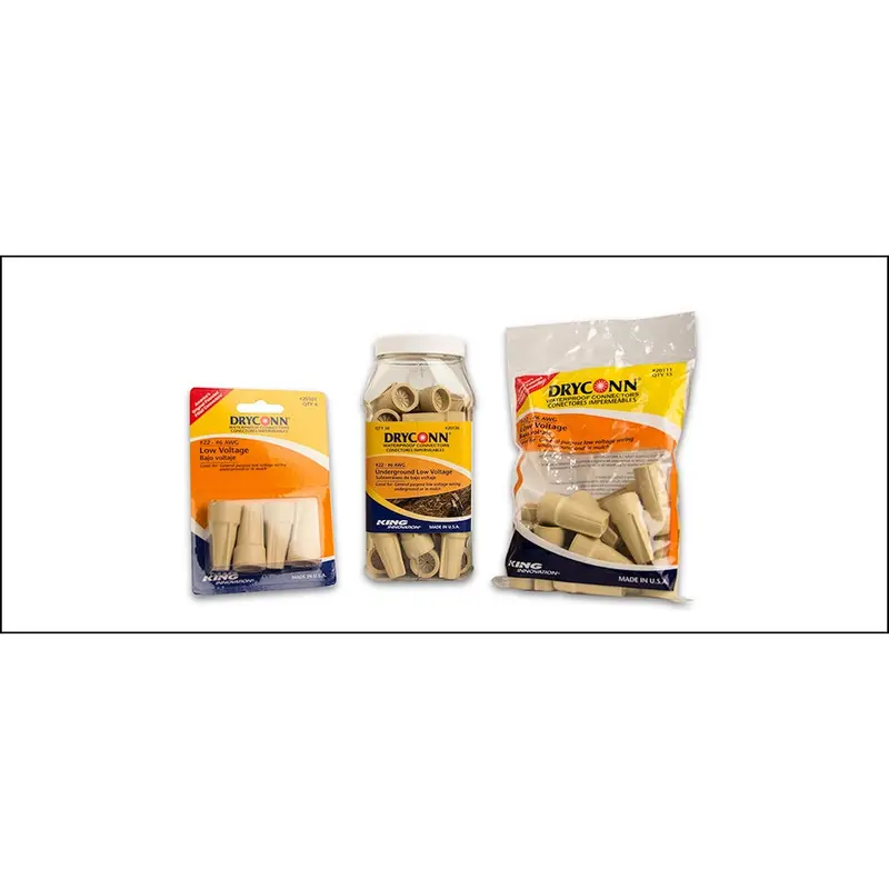 King Innovation 20122 DryConn Tan Low-Voltage Wire Connectors – 50-Pack