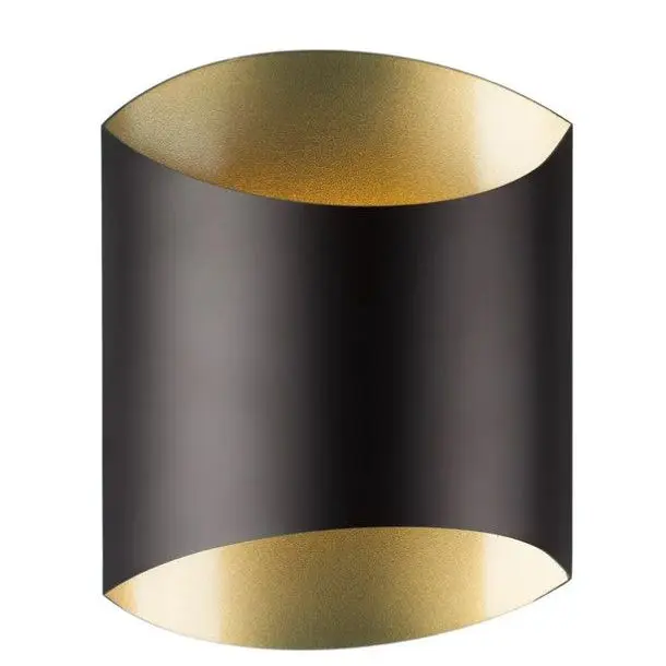 Kuzco Preston 8-in Black LED Wall Sconce with Gold Interior 601471BK-LED