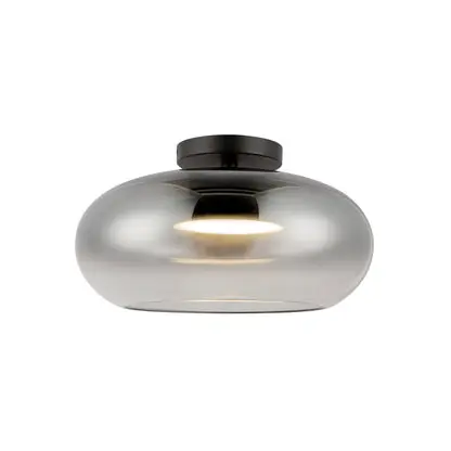 Kuzco Trinity 14-in Black/Smoked LED Semi Flush Mount SF62014-BK/SM