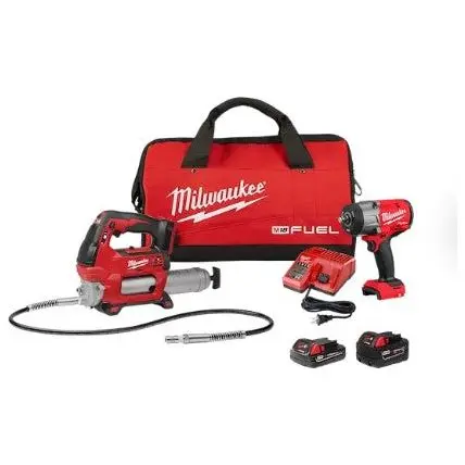 Milwaukee 2767-22GG M18 FUEL High-Torque Impact Wrench & Grease Gun Combo Kit