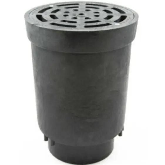 NDS FWSD69 4 in. Flo-Well Surface Drain Inlet with Grate - Black