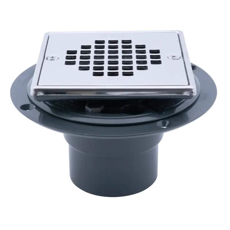 Oatey 42273 Testable 130 Series PVC Square Shower Drain - Polished Stainless Steel