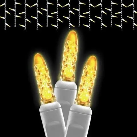 Seasonal Source - 88604-R - Gold Icicle Lights on White Wire, 70 Bulbs