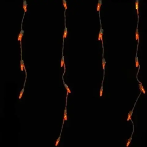 Seasonal Source - 88607-R - Orange Icicle Lights on White Wire, 70 Bulbs