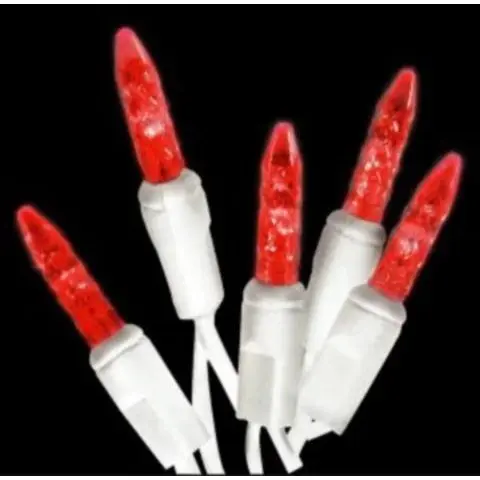 Seasonal Source - 88632-R - Red Icicle Lights on White Wire, 70 Bulbs