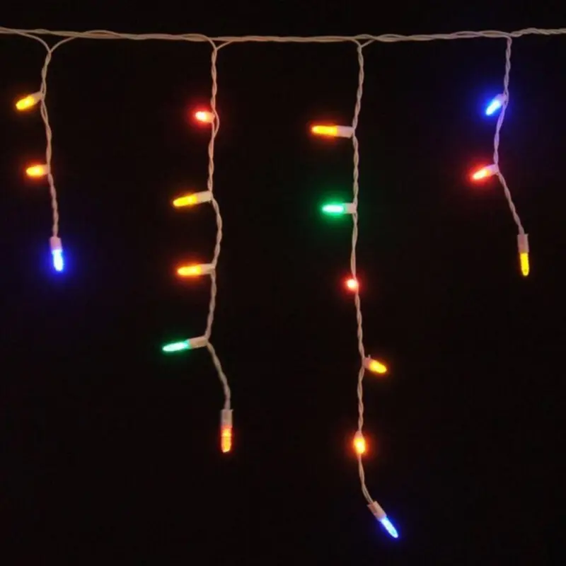 Seasonal Source - 88647-R - Multi-Colored Icicle Lights on White Wire, 70 Bulbs