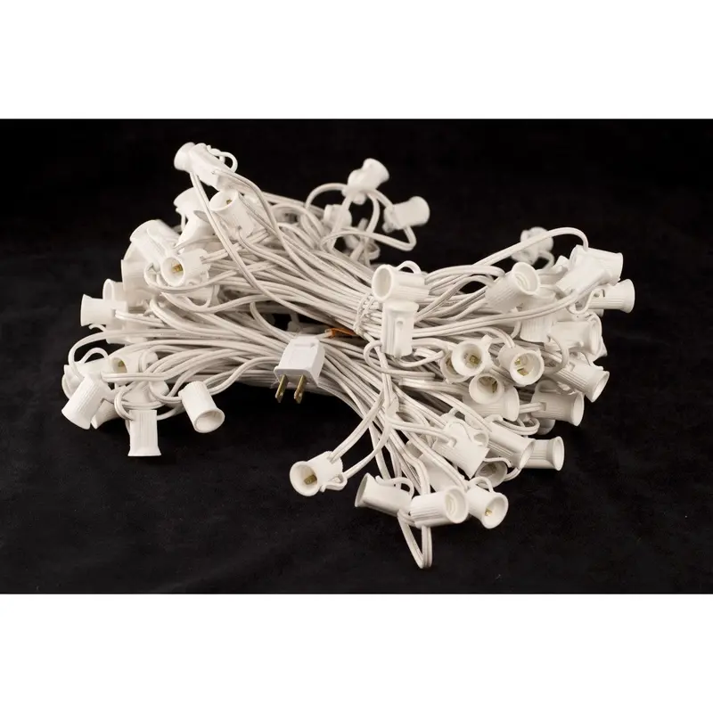 Seasonal Source - C9-100-W - C9 Light String, 100' Length, 12" Spacing, White Wire