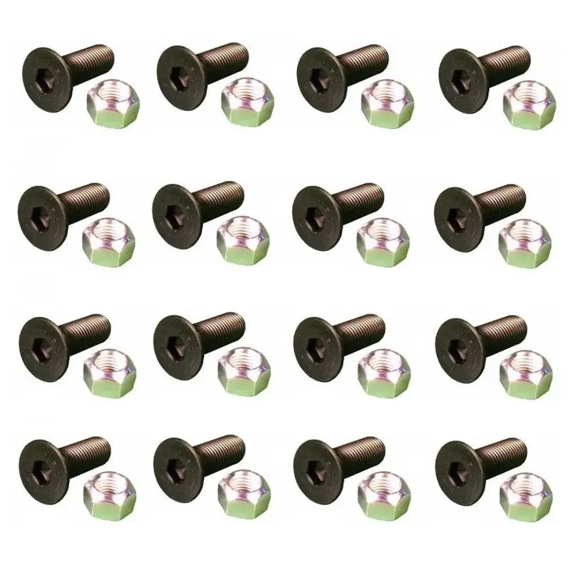 Set of (16) Aftermarket Interchangeable Screws & Lock Nuts Fits Caterpillar
