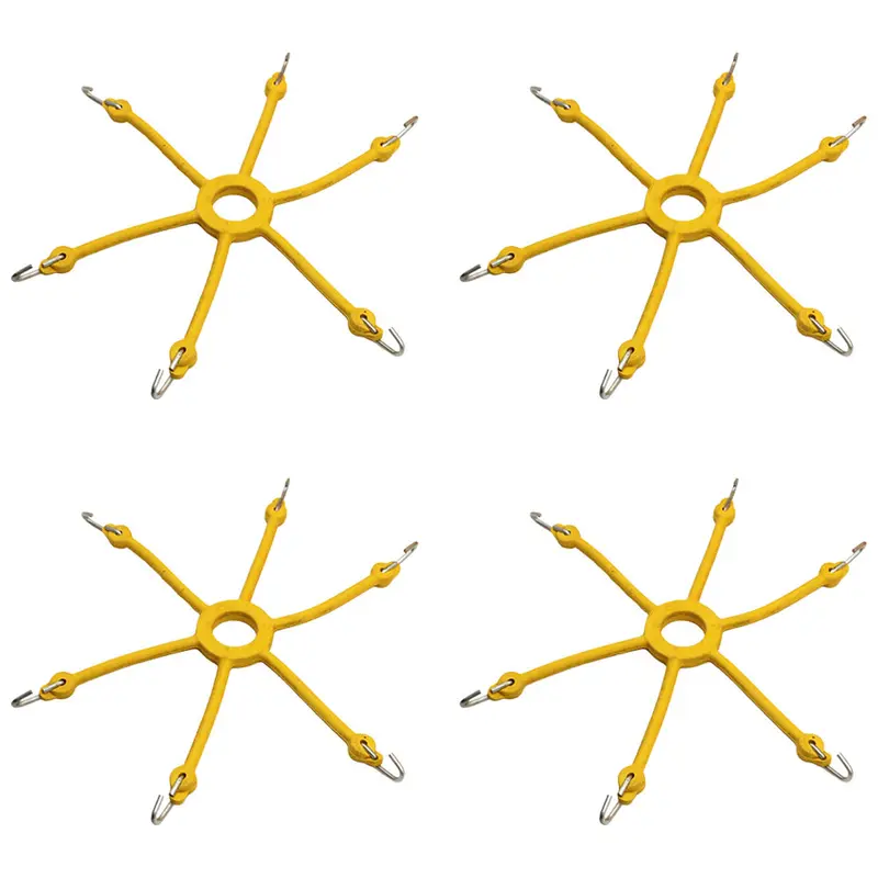 Set of 4 Tire Chain Adjusters/Tensioners Fits 11"–16" Rims Yellow Rubber Spider 6 Arm Design for Cable and Link Chains