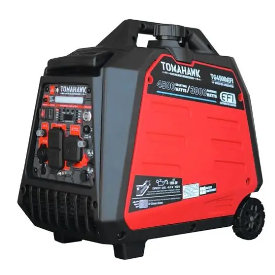 Tomahawk 4500 Max Watt Inverter Gas Powered Portable Generator, EFI, CO Sensor - TG4500iEFI