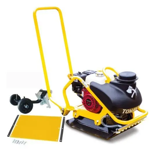 Tomahawk 5.5 HP Honda Vibratory Plate Compactor Tamper with GX160 Engine with 3.5 Gallon Water Tank - TPC90H + WHEELS + POLYPAD