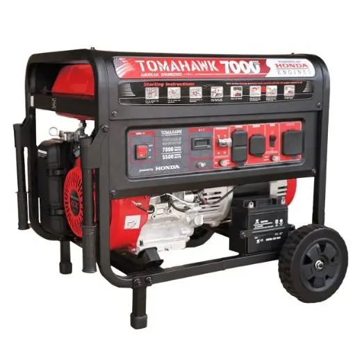 Tomahawk 7000 Watt Honda Powered Generator Portable Gas Power, Open Frame with Wheel Kit - TG7000H