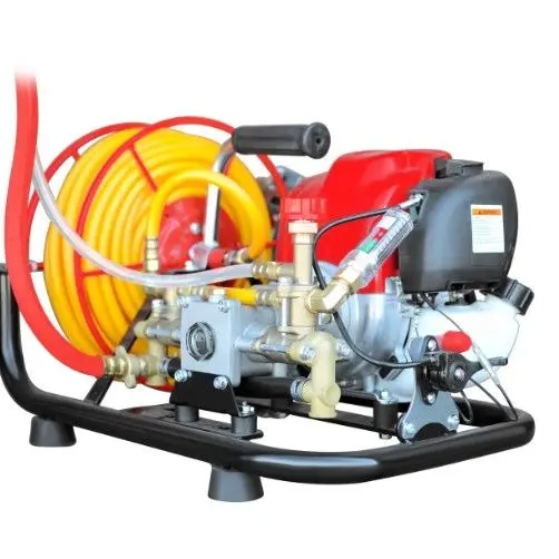 Tomahawk Skid Sprayer Barrel Mount, Honda GX35 100ft Hose, 500 PSI Pump for Pest Control + Foundatio